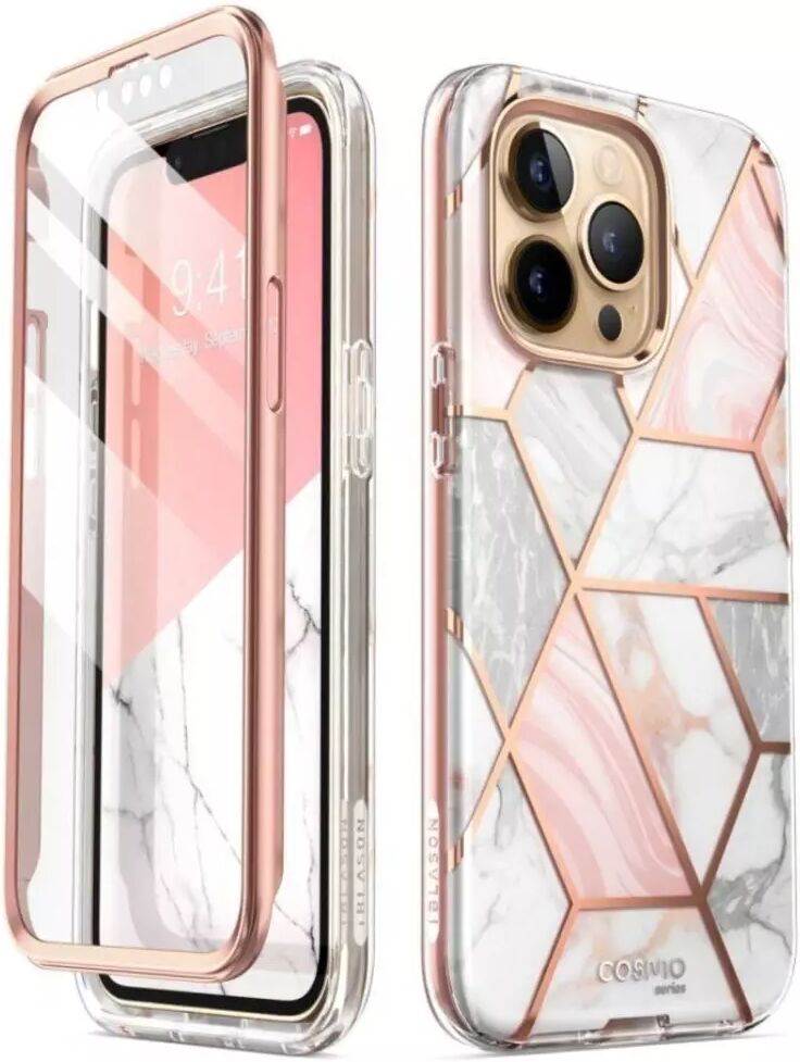 I-Blason iPhone 13 Pro i-Blason Cosmo Marble Deksel Med Skjermbeskytter - Rosa