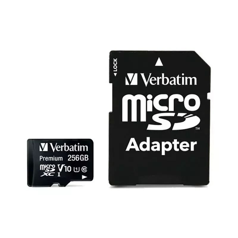 Verbatim Premium microSDXC Class 10 Minnekort med 256GB & Kamera Adaptor