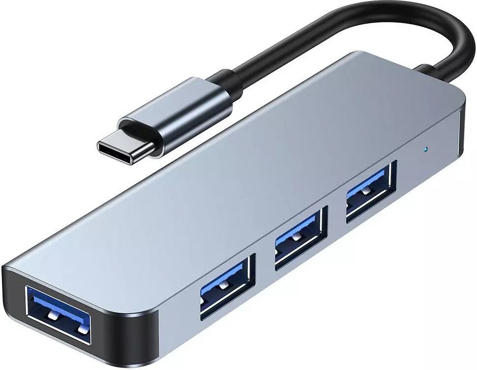 Tech-Protect 4-i-1 USB-C Multiport Hub - 4 x USB-A - Grå