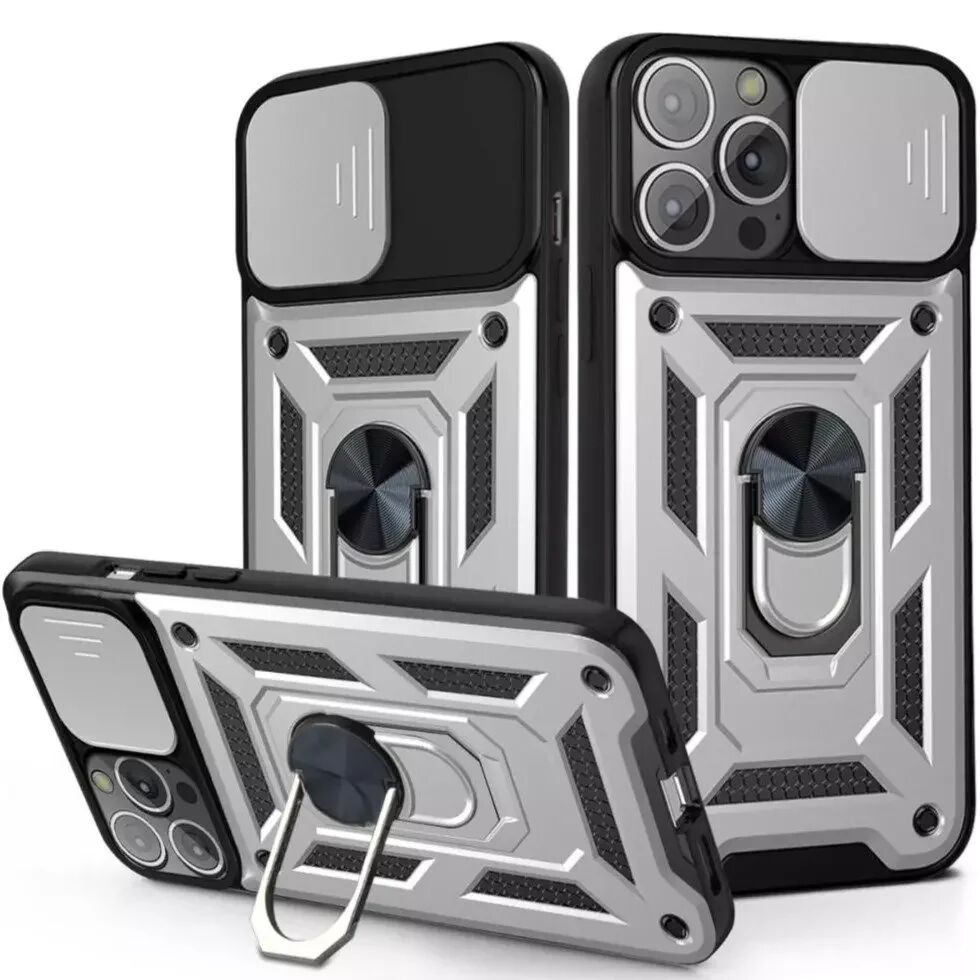 INCOVER iPhone 13 Håndverker Bakdeksel m. Magnetisk Stander & Cam Slider - Sølv
