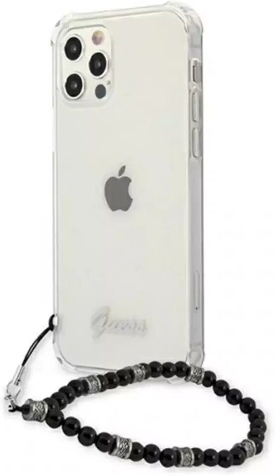 GUESS iPhone 12 / 12 Pro Hardcase Shockproof Bakdeksel med Rem - Gjennomsiktig / Svart