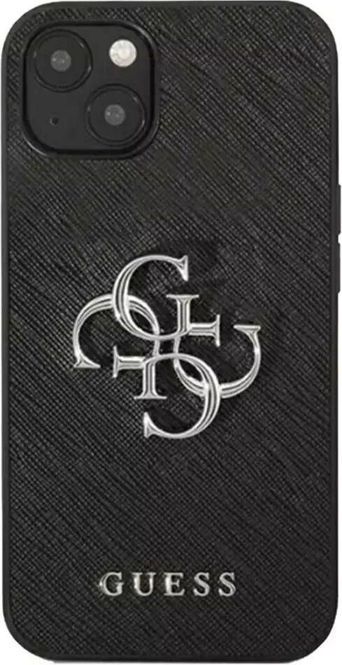 GUESS iPhone 13 Mini Hardcase Saffiano Plast Bakdeksel - Metal Logo - Svart