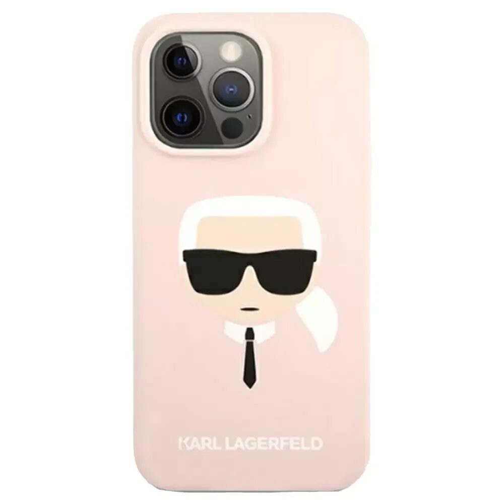 Karl Lagerfeld iPhone 13 Pro Max Silikon Bakdeksel - Karl's Head- Rosa