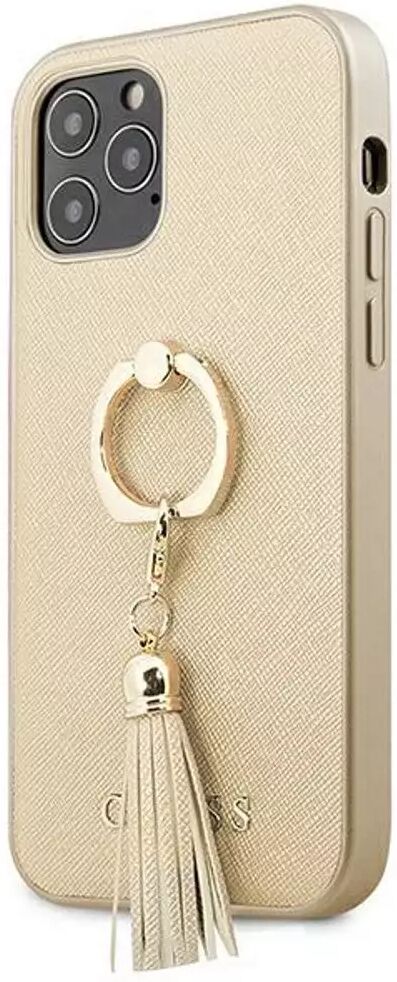 GUESS iPhone 12 / 12 Pro Hardcase Saffiano Bakdeksel med Ringholder - Beige