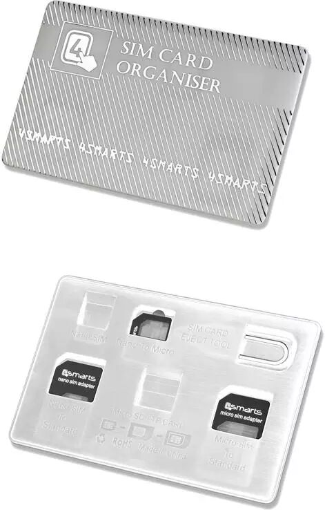 4smarts SIM Card Organiser - Simkort Adapter (Micro Sim + Nano Sim) Hvit