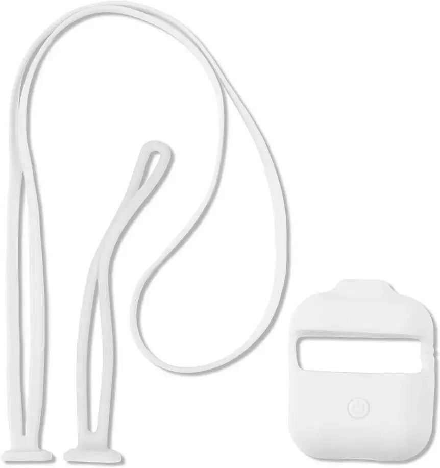 4smarts Silikondeksel til Apple AirPods (1 & 2. gen.) Ladeetui med 2 Stroppper - Hvit