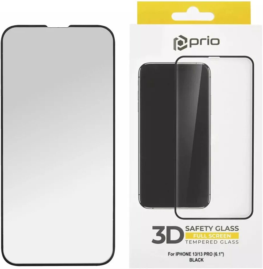 prio iPhone 13 / 13 Pro 3D Safety Glass Skjermbeskytter - Case Friendly - Svart Kant