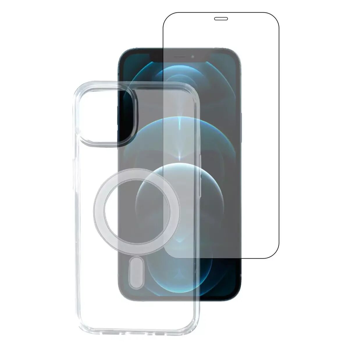 4smarts iPhone 12 / 12 Pro 4smarts Second Glass X-Pro 360° Beskyttelsessett Premium - MagSafe-Kompatibel - Deksel + Herdet Glass)