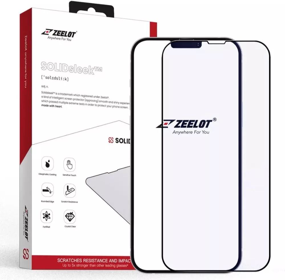 Zeelot iPhone 13 / 13 Pro Zeelot SOLIDsleek Anti Blue Ray Skjermbeskytter - Case Friendly - Svart Kant