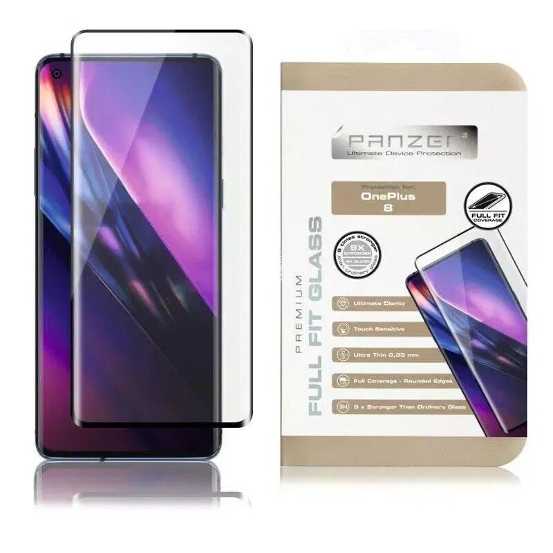 PANZER OnePlus 8 PANZER Premium Curved Glass - Case Friendly - Svart Kant