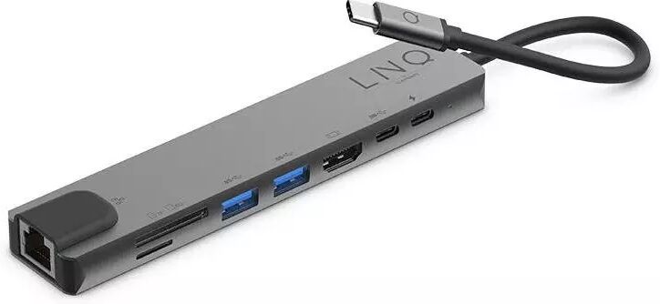 LINQ 8in1 USB-C Multiport Hub - HDMI / USB-C PD / USB-A / SD&TF Kortleser / LAN - Space Grey