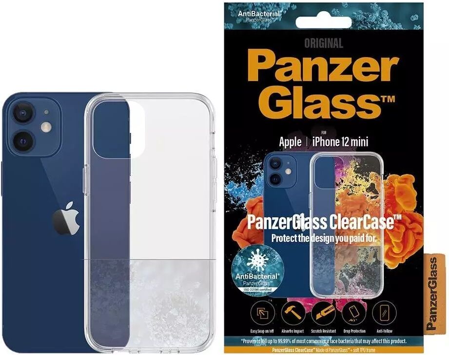 PanzerGlass iPhone 12 Mini Deksel PanzerGlass ClearCase Antibakteriell - Gjennomsiktig