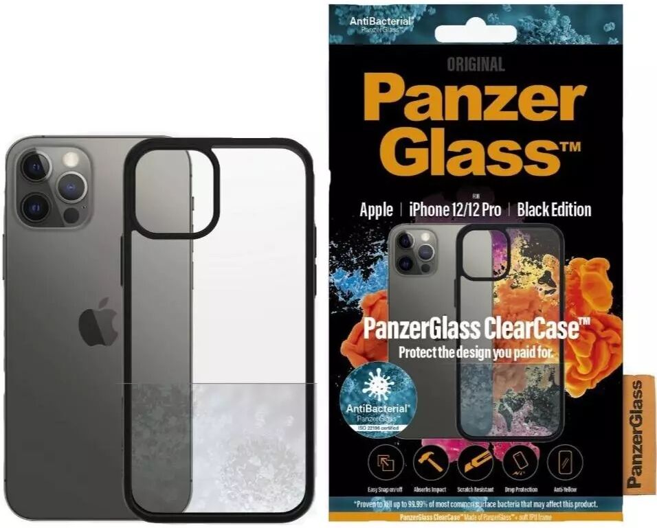 PanzerGlass iPhone 12/ 12 Pro Deksel PanzerGlass ClearCase - Svart Kant