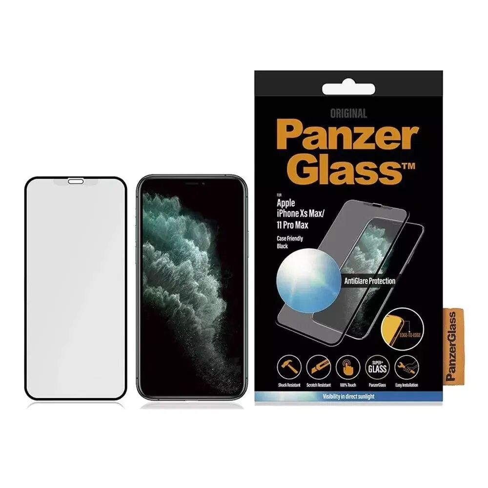 PanzerGlass iPhone XS Max / 11 Pro Max PanzerGlass AntiGlare Edge-To-Edge Skjermbeskytter - Case Friendly - Svart