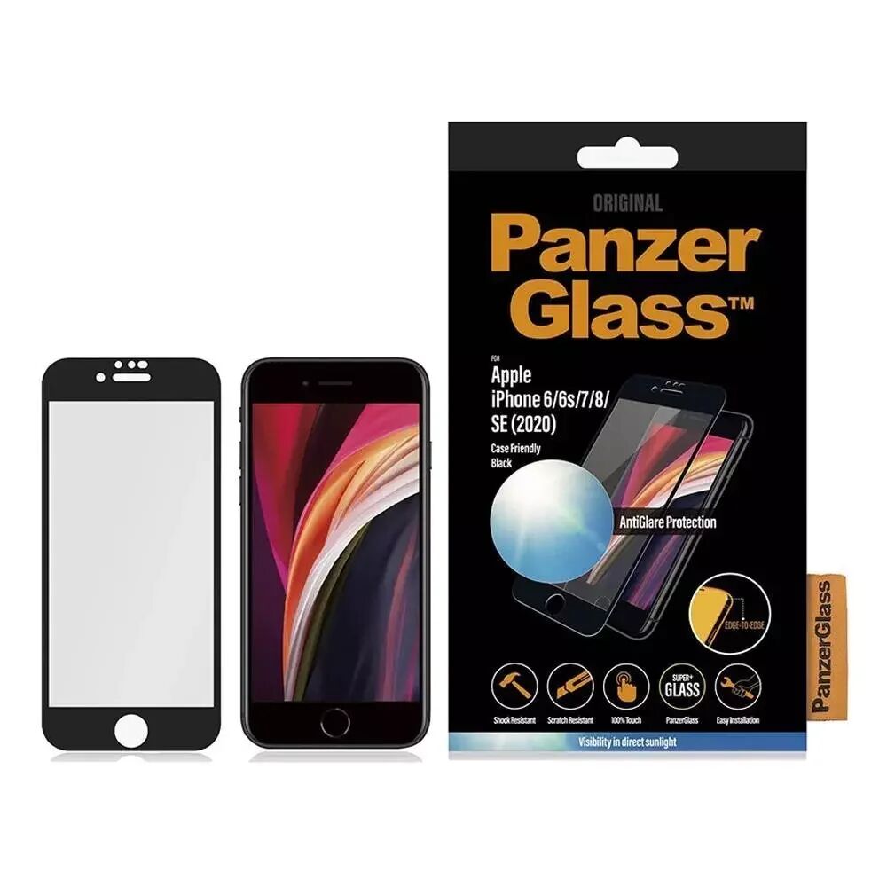 PanzerGlass iPhone SE (2020) / 8 / 7 / 6 / 6s PanzerGlass AntiGlare Edge-To-Edge Skjermbeskytter - Case Friendly - Svart