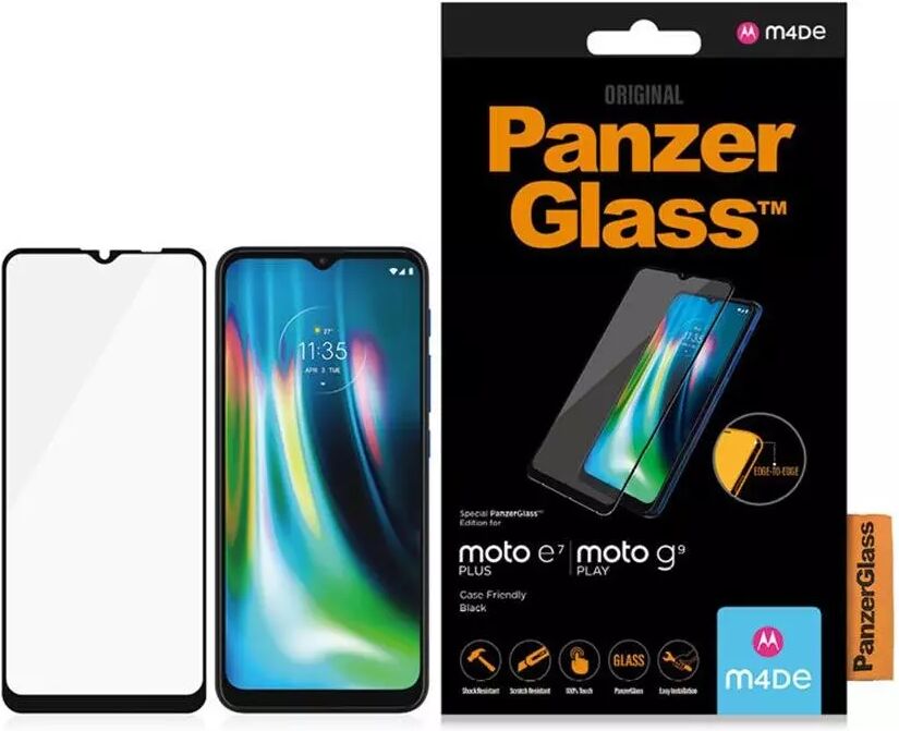 PanzerGlass Motorola Moto E7 Plus / Moto G9 Play PanzerGlass Edge-To-Edge Skjermbeskyttelse - Case Friendly - Sort