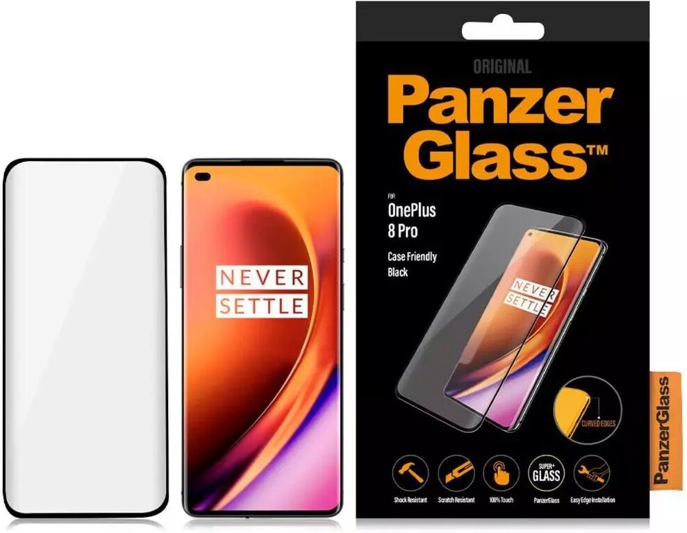 PanzerGlass OnePlus 8 Pro PanzerGlass Curved Edges Skjermbeskytter - Case Friendly - Svart