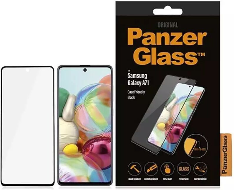 PanzerGlass Samsung Galaxy A71 PanzerGlass Edge-To-Edge Skjermbeskytter - Case Friendly - Svart