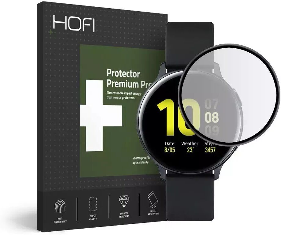 HOFI Herdet Glass med Svart kant - Samsung Galaxy Watch Active 2 44mm - Gjennomsiktigt