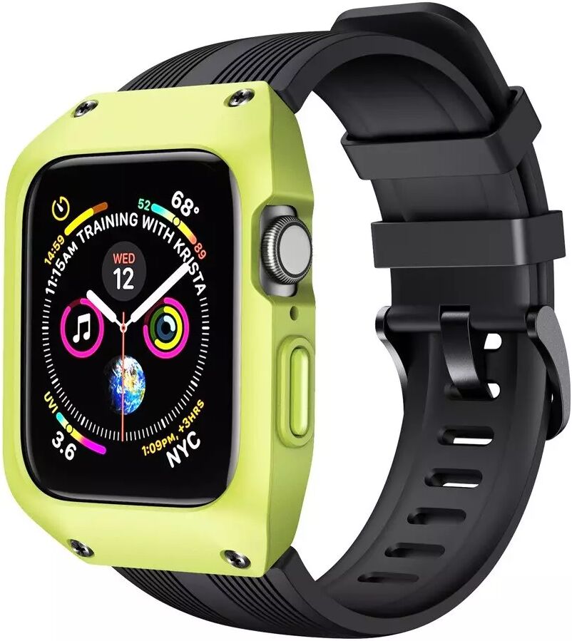 INCOVER Apple Watch Series 3/4/5/6/7/SE 42-45mm Silikonrem + Plastdeksel - Grønn / Svart