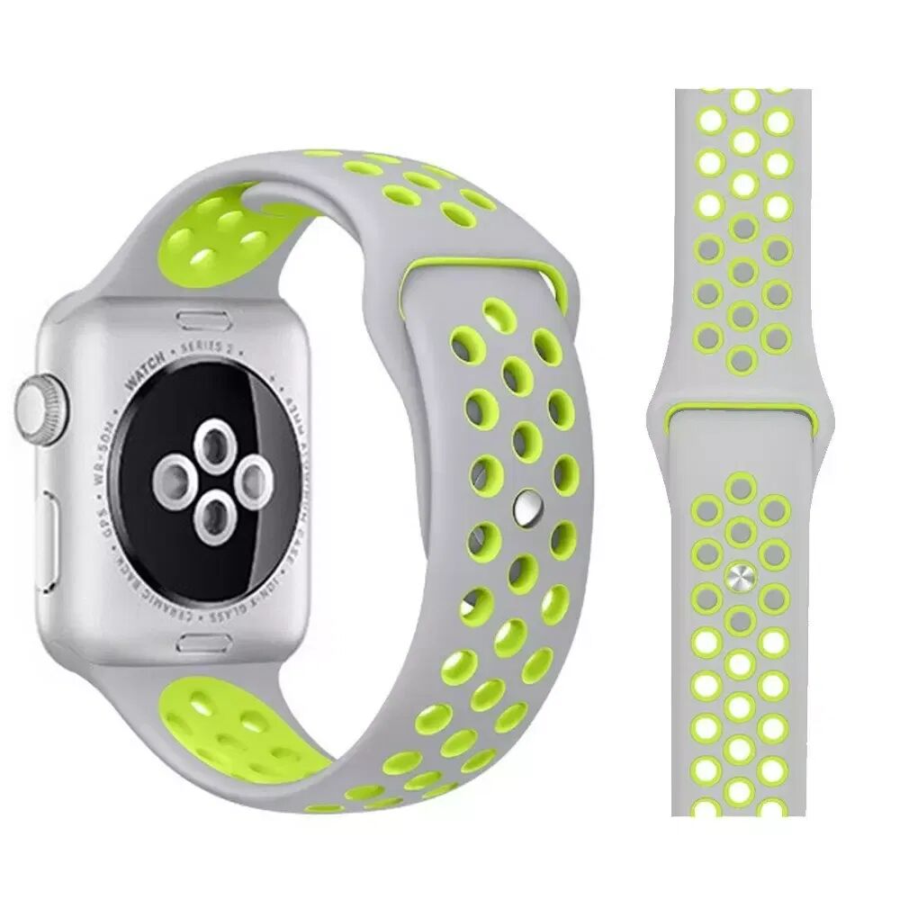 INCOVER Apple Watch Tofarget Silikon Smartwatch-rem (38-40 mm) - Grå / Neongrønn