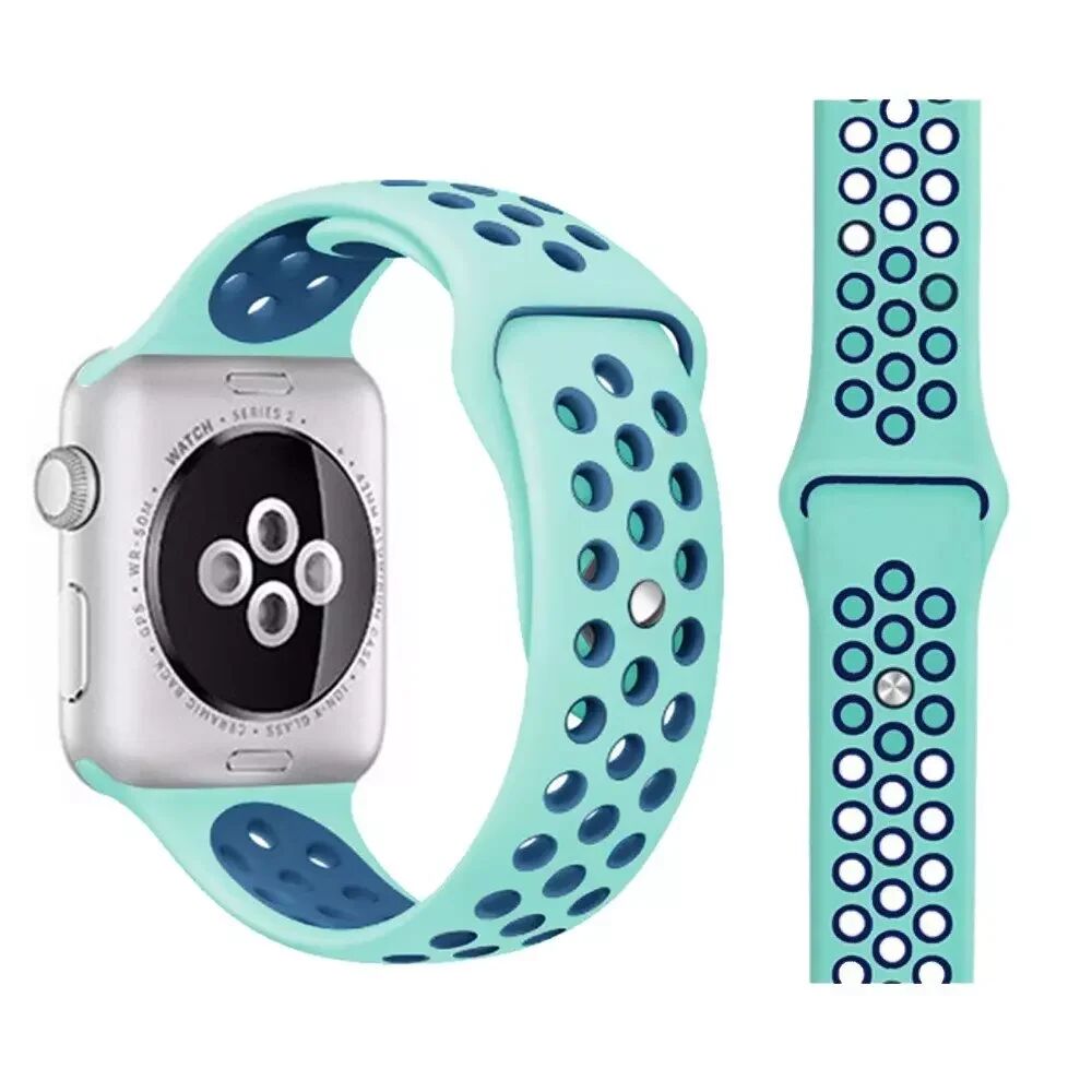INCOVER Apple Watch Tofarget Silikon Smartwatch-rem (38-40 mm) - Mintgrønn / Mørkeblå
