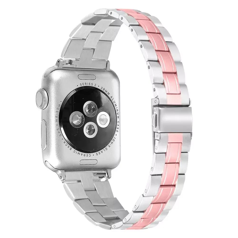 INCOVER Apple Watch (42-45 Mm) Tofarget Klokkerem I Rustfritt Stål - Aluminium / Rosa