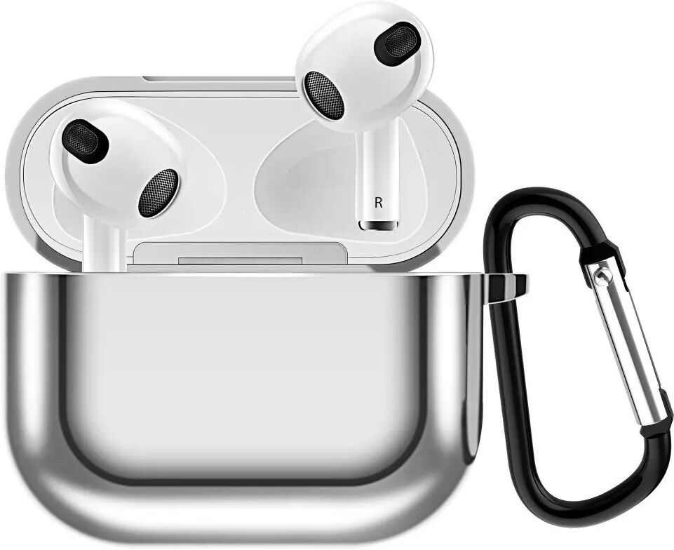 INCOVER Fleksible Apple AirPods (3. Generasjon) Plastdeksel med Karabinkrok - Sølv