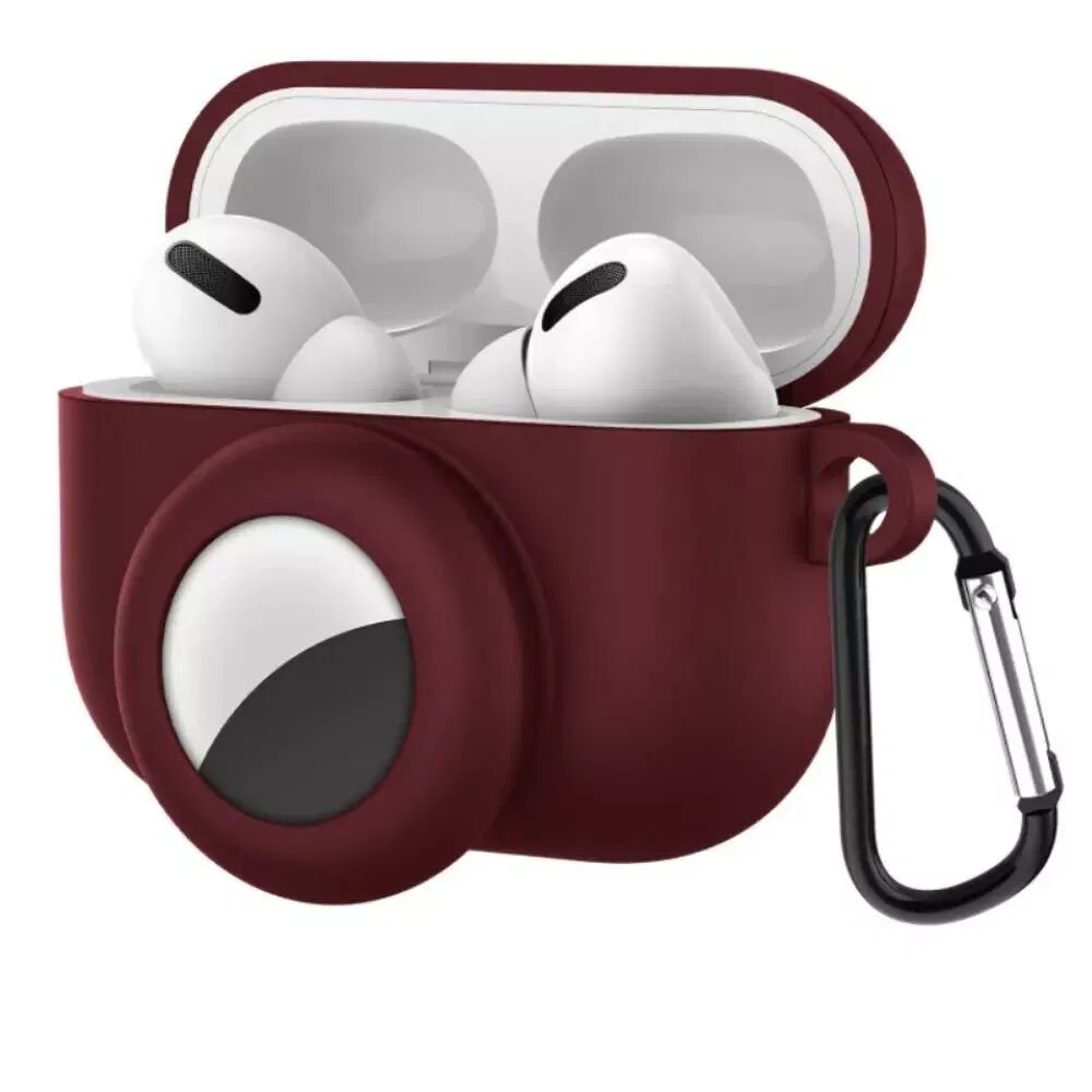 INCOVER Apple Airpods Pro Deksel med AirTag Holder og Karabinkrok - Bordeaux