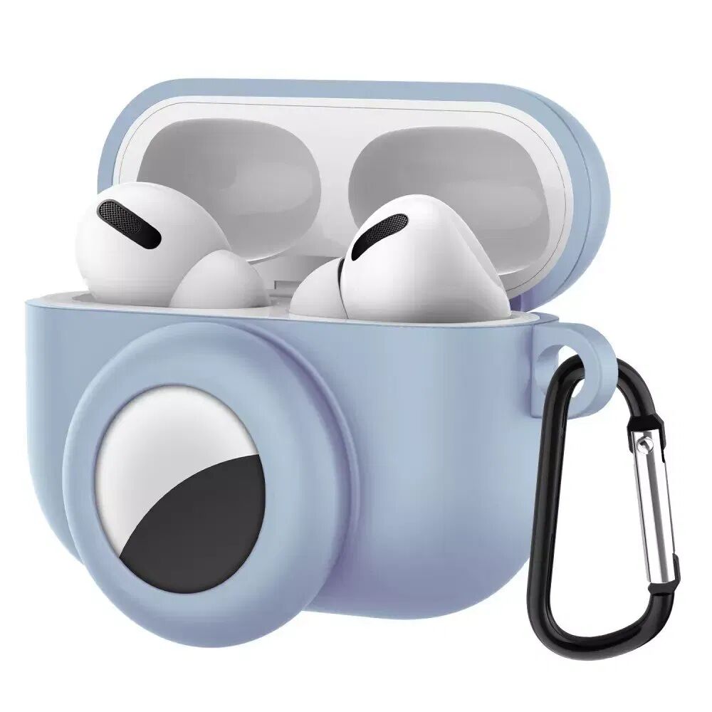 INCOVER Apple Airpods Pro Deksel med AirTag Holder og Karabinkrok - Lyse Blå