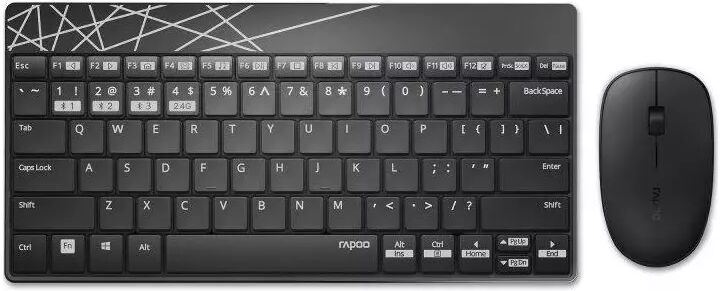 Rapoo 8000M Bluetooth Tastatur med Mus - Svart / Hvit