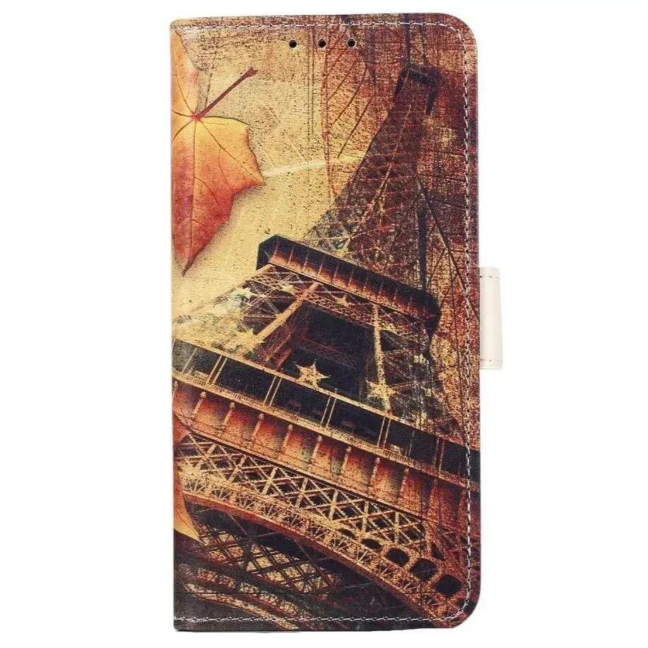 INCOVER iPhone 13 Pro PU-Skinn Flip Deksel med Lommebok - Eiffeltårnet og Lønneblader