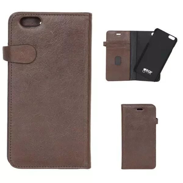 GEAR iPhone SE / 5 /5s Buffalo Wallet Skinn Etui med Lommebok Brun