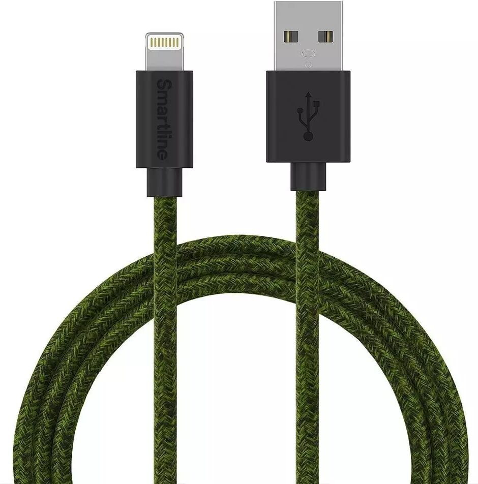 Smartline Fuzzy USB-A til Lightning Kabel 2 med - Mørke Grønn