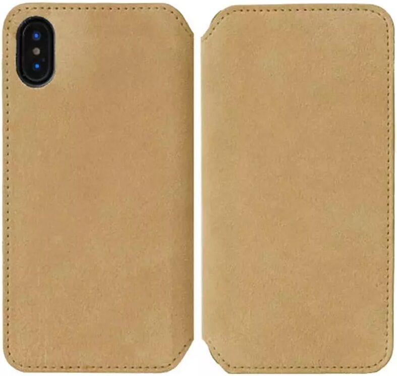 Krusell Broby Slim Wallet iPhone XS Max Semsket Skinn Flip Deksel med Lommebok - Beige