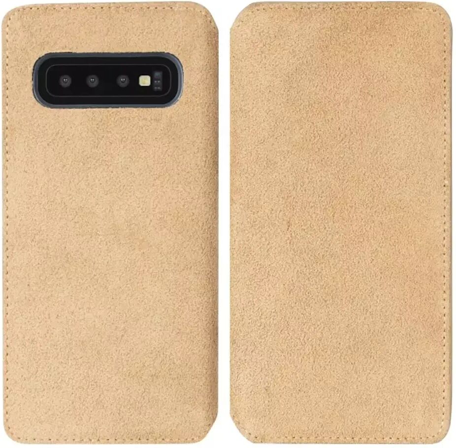 Krusell Broby Slim Wallet Samsung Galaxy S10+ (Plus) Semsket Skinn Flip Deksel med Lommebok - Beige