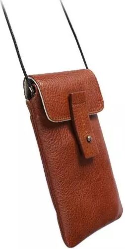 Krusell Tumba Universel Skinn Etui med Stropp - Cognac (Maks Mobil: 139 x 80 x 10 mm)