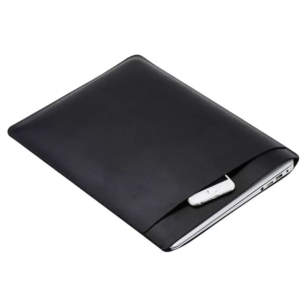 SOYAN MacBook / Laptop 13" Skinn Sleeve m. Lomme - Svart