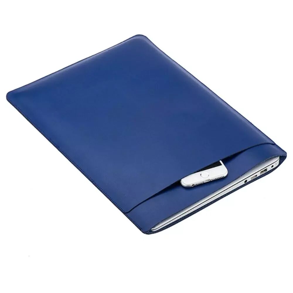 SOYAN MacBook / Laptop 13" Skinn Sleeve m. Lomme - Mørkeblå