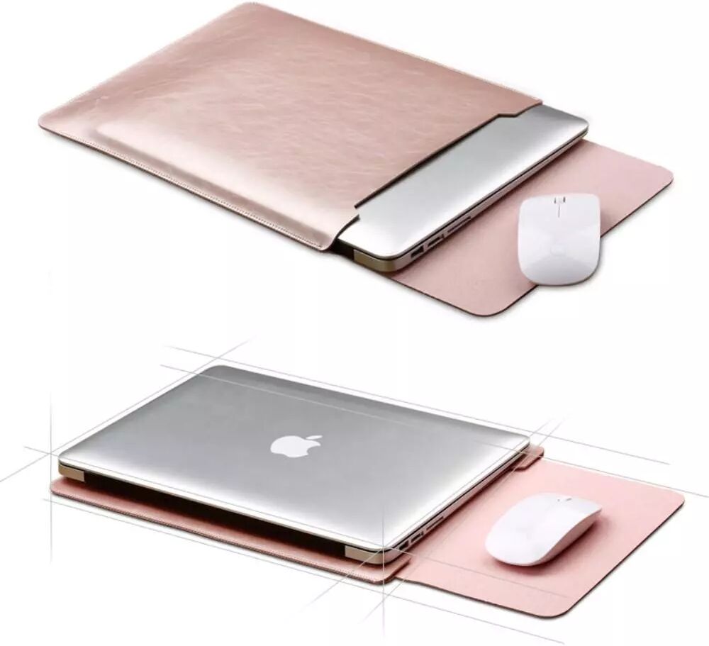 SOYAN MacBook / Laptop 13" Skinn Sleeve m. Musematte - Rose Gull