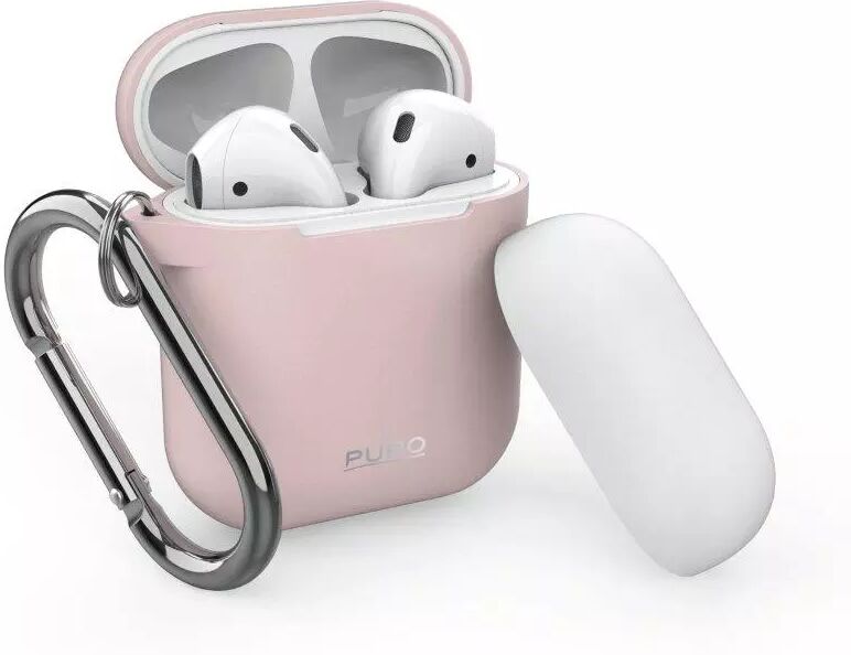 PURO Silikon Deksel Til Apple AirPods (1 & 2. gen.) med Krog - Pink