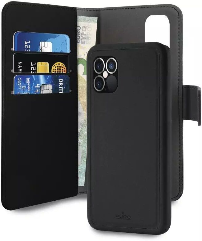 Puro iPhone 12 Pro Max Puro Wallet Detachable 2-In-1 Deksel med Lommebok - Svart