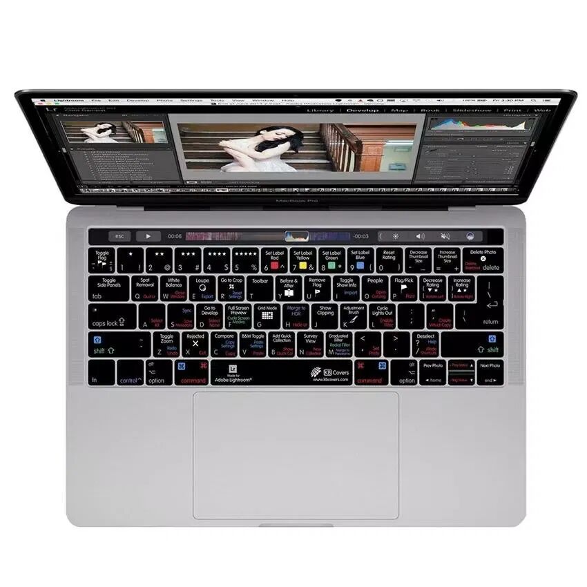 KB Covers MacBook (A1706 / A1707 / A1990) Keyboard Deksel m. Lightroom Snarveistaster (KB Deksels) - Black