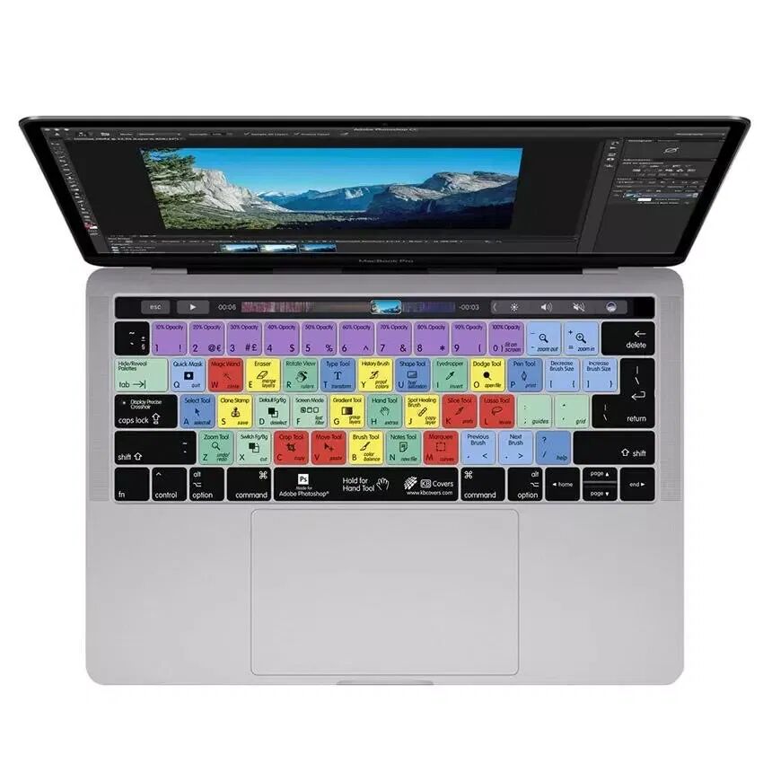 KB Covers MacBook (A1706 / A1707 / A1990) Keyboard Deksel m. Photoshop Snarveistaster (KB Deksels) - MultiColor