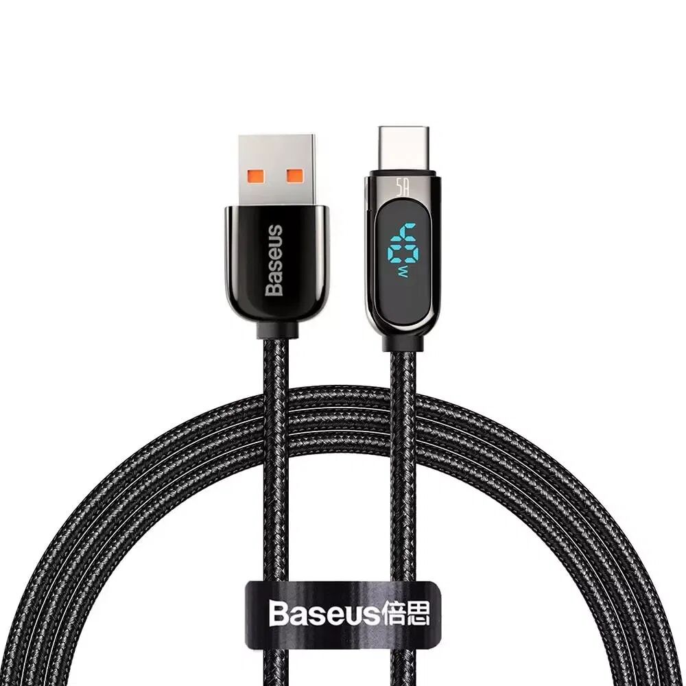 Baseus Display 40W Ladingskabel USB-A Til USB-C 1m. - Sort