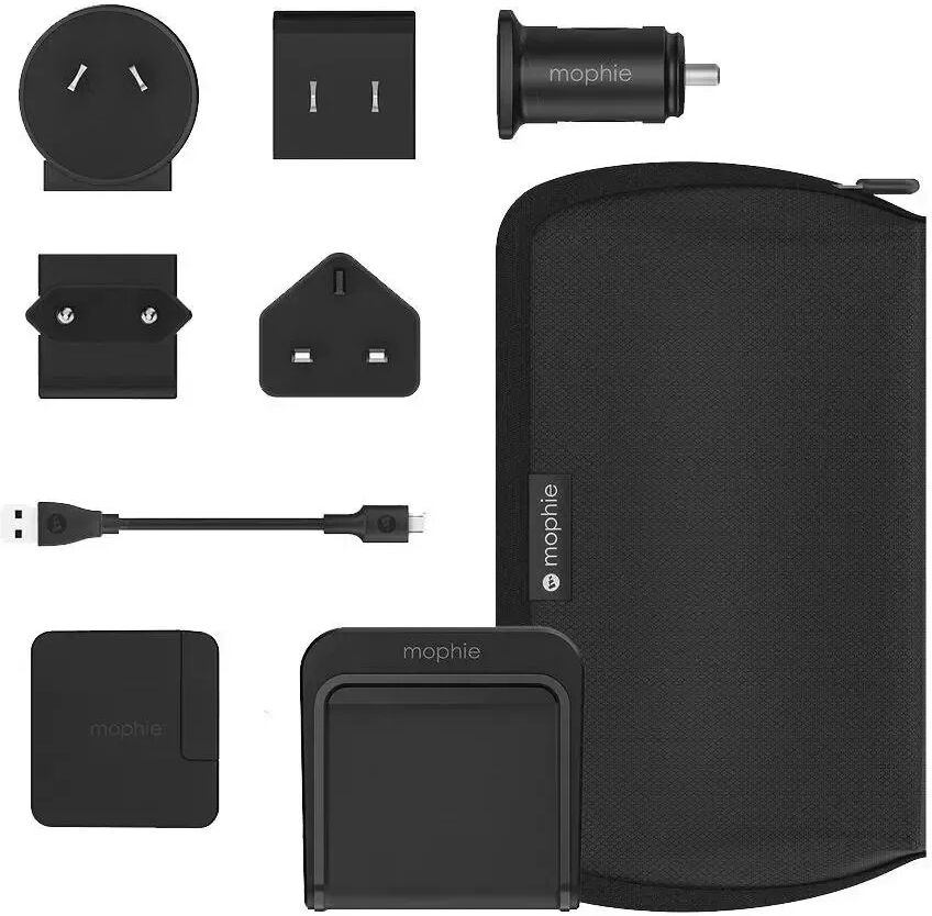 Mophie Travel Kit ReiseLader - Vegglader / BilLader / Trådløs Lader - Svart