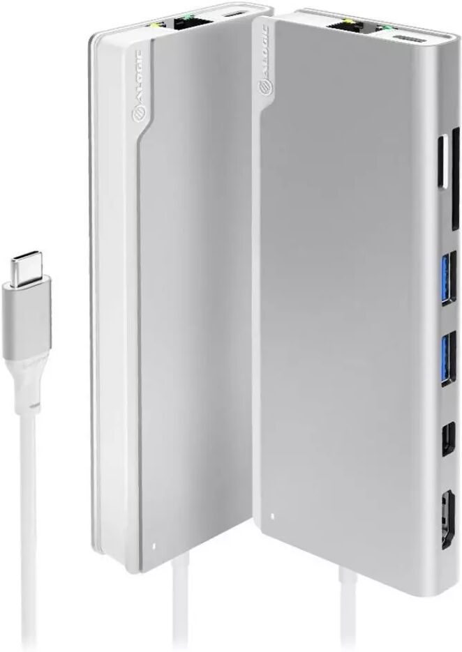 ALOGIC Ultra USB-C Dock PLUS med Power Delivery - Sølv / Hvit