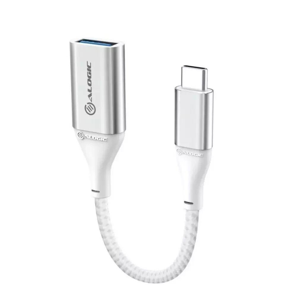 ALOGIC US-C Til USB-A 3.1 Gen.1 Flettet Adapter 15 cmed - Hvit / Sølv