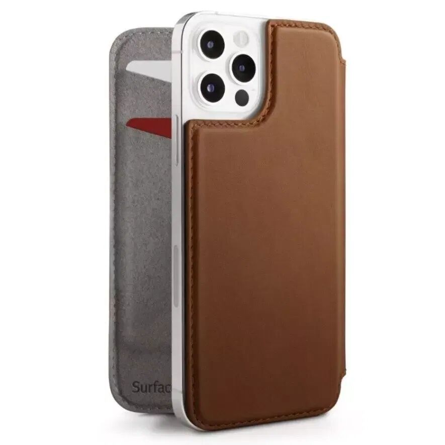 Twelve South iPhone 12 / 12 Pro Twelve South SurfacePad Flipdeksel i Ekte Nappaskinn - Brun