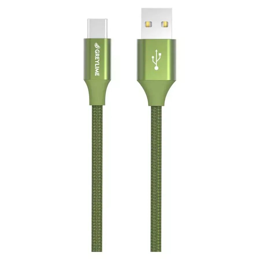 GreyLime Flettet (3A/15W) USB-C Kabel 1 meter - Grøn